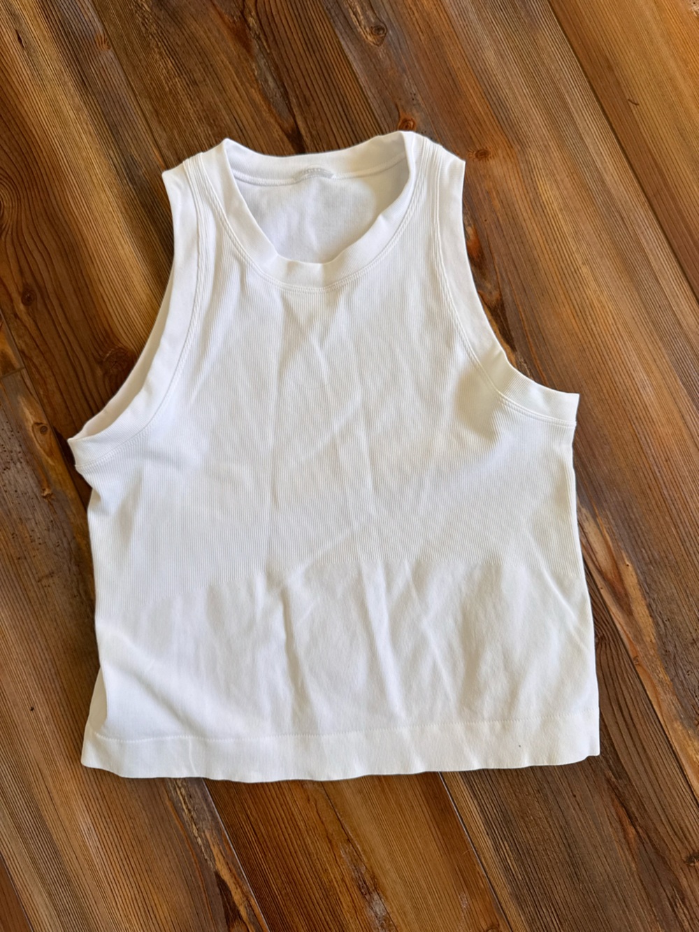 LNDR Player Tank White Ribbed High Neck Sleeveless Top Size XS/S